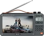 AM FM Shortwave Video Radio with Bluetooth, Rechargeable Pocket Digital Radio, Support USB/Micro SD Card, 5W Loud Speak and Headphone Jack