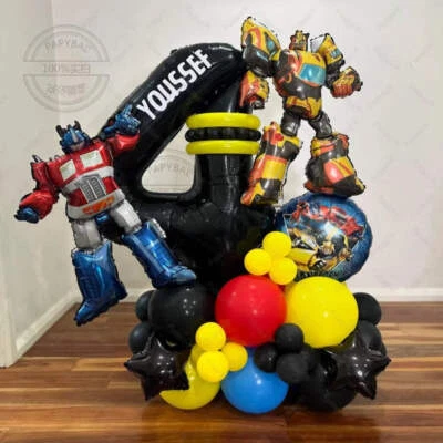 40Pcs Transformers Cars Robot Blue Red Yellow Bee Ballons Car Boys Birthday Part