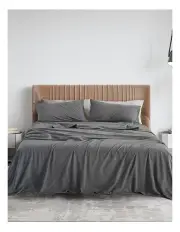 [Royal Comfort] Fleece Flannel Sheet Set in Charcoal