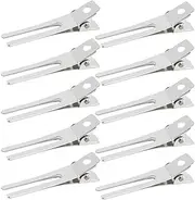 50pcs Hairdressing Double Prong Curl Clips, Wobe 1.8" Curl Setting Section Hair Clips Metal Alligator Clips Hairpins for Hair Bow Great Pin Curl Clip, Styling Clips for Hair Salon, Barber, Stylist