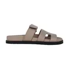 Hermes Chypre Beige Mastic Calfskin Sandal 37 / 7 New w/ Box