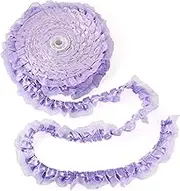 FASHEWELRY 21.8 Yards Double Ruffle Lace Trim 2-Layer Satin Organza Lace Edge Trim 1-5/8 inch Pleated Ruffle Ribbon Edging Trimmings Fabric for Cloth Sewing Wedding Decor (Medium Purple)
