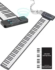 Bewinner 88 Keys Roll Up Piano, Upgraded Electronic Piano Keyboard with Pedal, Portable Hand Roll Piano with LED Display MIDI Function for Kids Beginners Gift