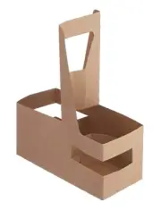 Disposable Kraft 2 Cup Drink Carrier with Handles, Paperboard Cup Holder 50pcs
