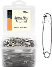 500Pcs Safety Pins, 45Mm Safety Pins Bulk, Rust Resistant, Heavy Duty Variety Pa