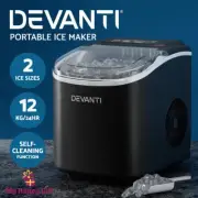 Devanti Portable 1.3L Ice Maker Machine Ice Cube Tray 12kg Bar Countertop Black