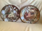 Set of 2 MIDWEST of Cannon Falls 9 “Decoupage Glass Plates of Raphael Angels