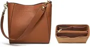 [Doris&Jacky] Leather Bucket Hobo Bag for Women Designer Shoulder Tote Purse and Handbags with Detachable Wide Strap