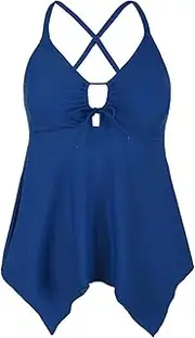 [Firpearl] Women's Tankini Swimsuits Modest Flowy Crossback Plus Size Bathing Suit Top