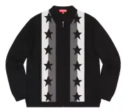 SS20 SUPREME STARS ZIP UP SWEATER POLO BLACK GREY WHITE SZ XL (Bin #2)