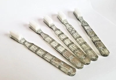 100-PACK Vintage NEW Designer Toothbrush FUN Silver By Alan Stuart New