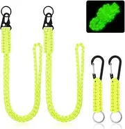 2 Set Heavy Duty Paracord Lanyard Necklace Whistles Strap Braided 550 Keychain Lanyard for Outdoor Activities Camera (Yellow)