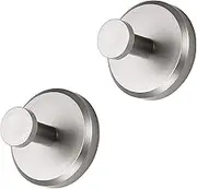 Suction Cup Hooks for Shower, Towel Hooks for Bathrooms, Kitchen, Suction Cup Hooks for Glass Window, Mirror, Tile – Loofah, Towel, Bath Robe Hook Holder – Waterproof, Rustproof Brushed Nickel (2PCS)