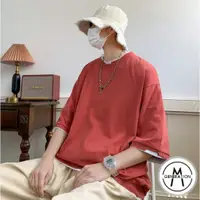 在飛比找蝦皮商城優惠-【M世代】男士T恤短袖男生衣服 假兩件 落肩短t 寬版上衣 