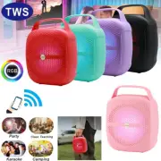 TWS Wireless Portable 8 in Bluetooth Speaker Stereo Bass USB FM Radio RGB Lights