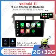 9" Android 11.0 Stereo Radio GPS Carplay 2+32GB For Toyota Yaris Vios 2007-2012
