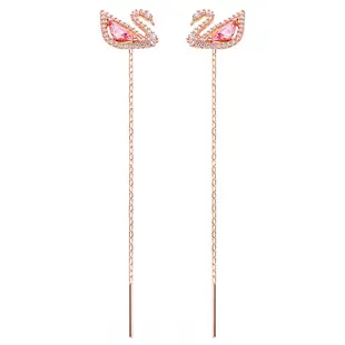 SWAROVSKI DAZZLING粉紅天鵝水晶長版耳環