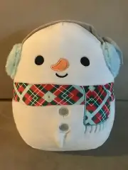 Squishmallows MANNY Snowman Winter Scarf Ear Muffs 8" Christmas Squad 2021