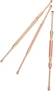 VERDANVERSE 3Pcs Portable Ear Wax Removal Kit Stainless Steel Cleaning Tools Rose Gold Lightweight Ear Cleaner and Easy Storage