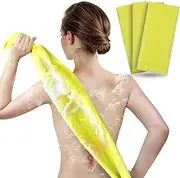 ARCH&M Exfoliating Washcloth Body Scrubber Back Scrubber for Shower Japanese Beauty Washcloth Bath Wash Cloth Korean Exfoliation Luffah Towel Net Sponge Loofah Body Scrub 3 Pack (Yellow x 3)