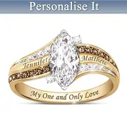 'My One And Only Love' Personalised Engraved Topaz and Diamond Ring