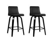 Artiss Set of 2 Wooden PU Leather Bar Stool - Black