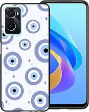 [zaztify] Phone Case for Oppo A96 (4G)/A36/A76/K10 4G/Realme 9i, Blue Evil Eye Turkish Demon Eyes Ojo Turco Azul Cute Shockproof Protective Anti-Slip Thin Slim Soft Cover Shell