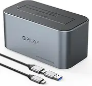 ORICO Hard Drive Docking Station Aluminum USB C to SATA 3.0 (6 Gbps) Hard Drive Enclosure for 2.5/3.5 Inch SSD HDD UASP Supported with 12V 2A Power Supply Max Up to 18TB (6616C3)