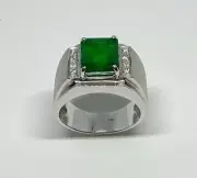 Natural Emerald Stone Ring Genuine Emerald Ring Elegant Sterling Silver 925 Ring