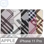 APPLE IPHONE 11 PRO 5.8吋 英倫格紋氣質手機皮套 側掀磁扣支架式皮套 矽膠軟殼 5色可選