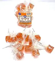 PKM Candies - 12 CT OLD FASHIONED SQUARE Cube Lollipop Suckers: Individually Wrapped Flavored Sucker Pack by Espeez - Party Pops (ORANGE)