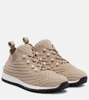 [Jimmy Choo] Jimmy Choo Veles faux pearls embellished sneakers AU 4 brown