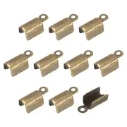 600Pcs Fold Over Cord Ends, 4.5x11mm Crimp Cap Clasp for DIY, Bronze Tone