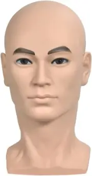 Male Training Head Bald Mannequin Head Manikin Doll Head for Wig Making,Glass...