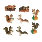 8Pcs Figurines Squirrel Miniature Ornaments Mini Animals Figurines Garden
