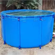 Canvas Fish Pond, Circular PVC Pool Above Ground with Bracket, Collapsible Water Storage Tank, Aquarium Holding Tank for Koi/Goldfish(1.2x0.8m)