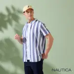 【NAUTICA】男裝 純棉條紋短袖襯衫(深藍)