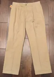 DOCKERS Khaki Pants Stain Defender Classic Fit Pleated Cuffed Men's Size 34x32