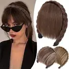 Women Braids Headband Bangs Synthetic Bangs Hair Extension Fake Fringe Hair Clip