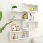 Wall Cube Shelves Set of 4 White Engineered Wood Storage Solution 60x15x23 cm