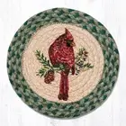 Cardinal 10" Round Placemat Trivet Earth Rugs, Braided Jute, Bird, Country Green