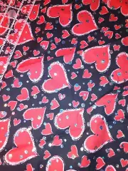 Black and Red hearts with Sequins cotton fabric