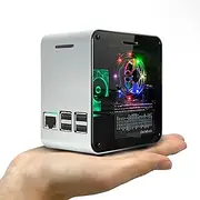 ElectroCookie Raspberry Pi 3 Case, Aluminum Mini Tower Case with Cooling Fan and Color Changing Ambient Light (Silver & Dark Gray)