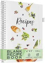OUTSHINE Blank Recipe Book to Write in Your Own Recipes 6x9 Fresh Greens, Recipe Book,Recipe Binder, Recipe Book Blank, Recipe Notebook, Cookbook Binder, Recipe Journal, Blank Cookbook