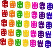 Yardwe 50 Pcs Colorful Transparent Dice Acrylic Game Dice for Parties Ktv and Fun Activities for Math Games and Indoor Outdoor Events Random Color Random Color