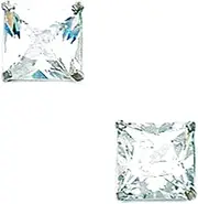 [JewelryWeb] 14k White Gold 7x7mm Square CZ Simulated Diamond Basket Set Earrings Stud Earring for Women