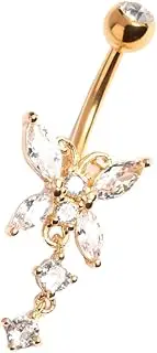 [Lovisa] Gold Plated Surgical Steel Crystal Butterfly Belly Bar | Premium PVD Gold-Plating | Hypoallergenic | On Trend Designs