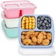 Kids' bento lunch boxes, 4-pack, reusable, stackable, travel-friendly.