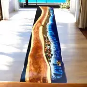60"x15" Epoxy Resin Ocean Wave Dining Table Top Comsole bar Counter Top Desk Dec