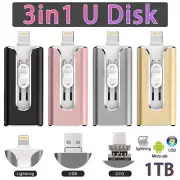 1TB USB Flash Drive U Disk 3 in 1 Storage Memory Stick For iPhone iPad PC